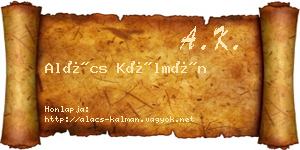 Alács Kálmán névjegykártya